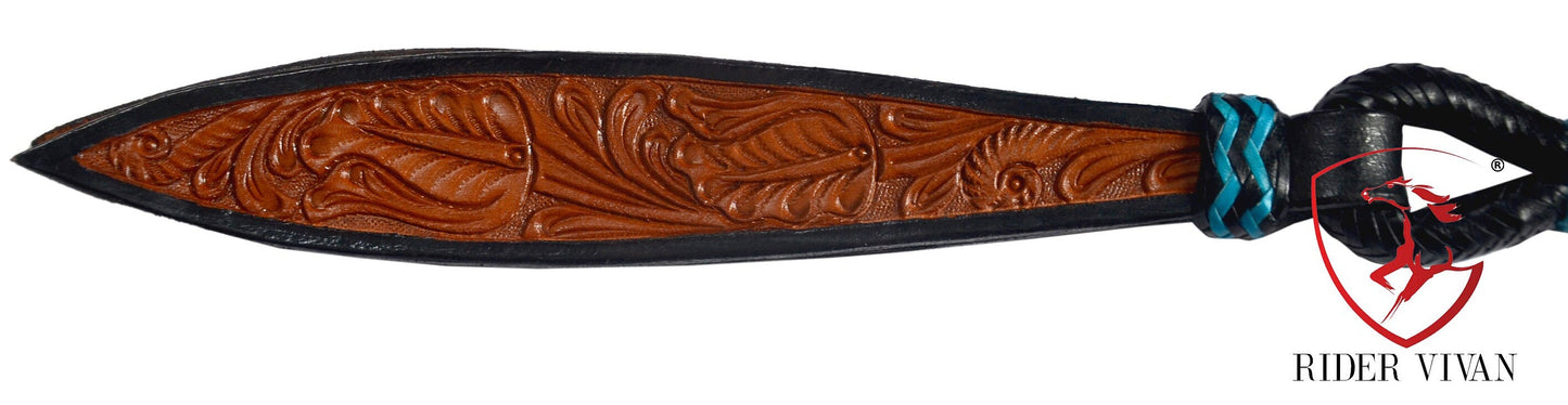 10 Plaits Soft Cow Leather Rommel Reins, Romal Reins Black Soft Leather, 55" Reins With Connectors, Specially Hand-Crafted Braided Reins.