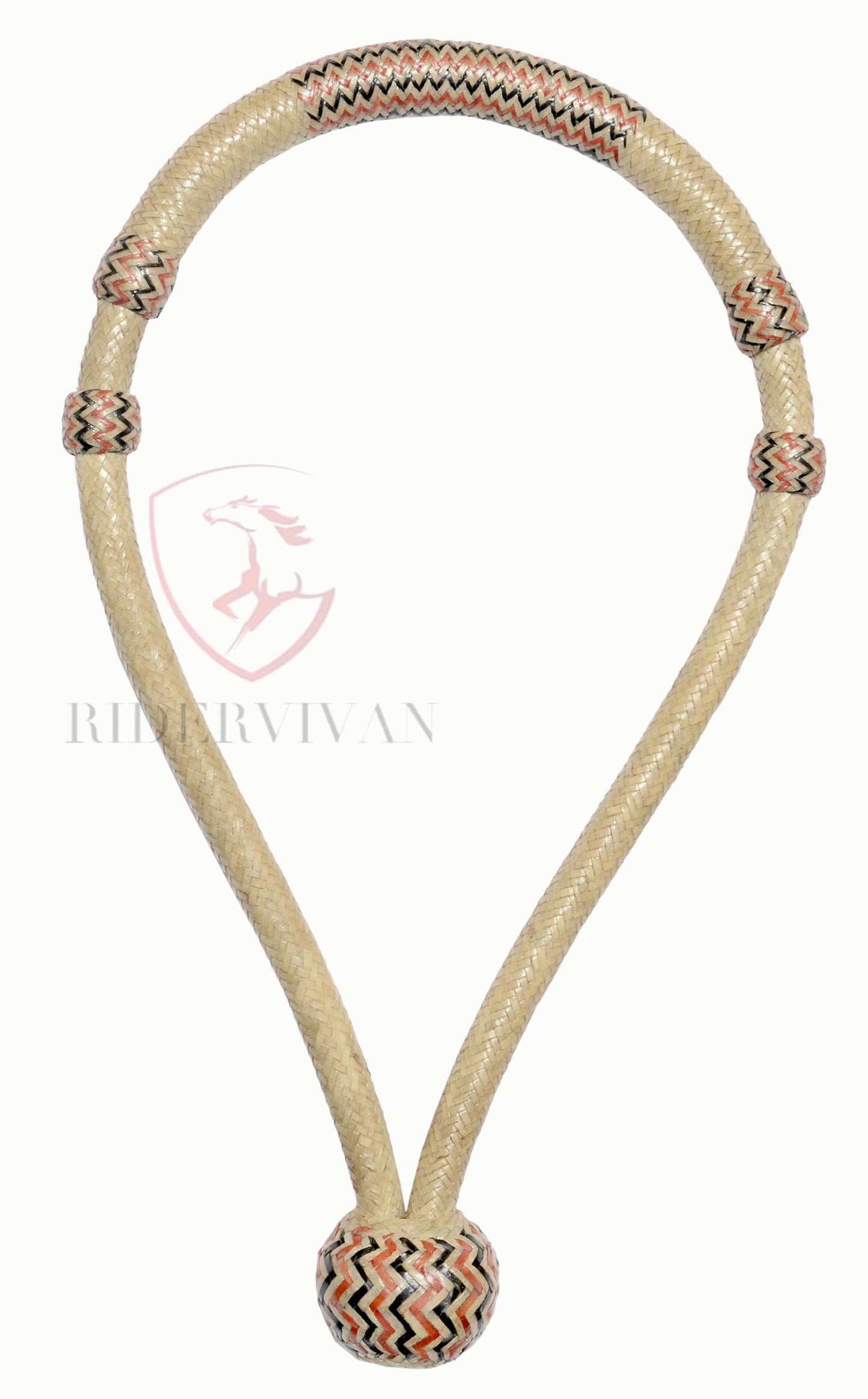 Horse Bosal, Bosal Natural & Black/Red Rawhide, Bosal 40 Plaits, Bosal 5/8" Thickness, High-Quality Handmade Bosal, Sale For Only Bosal.