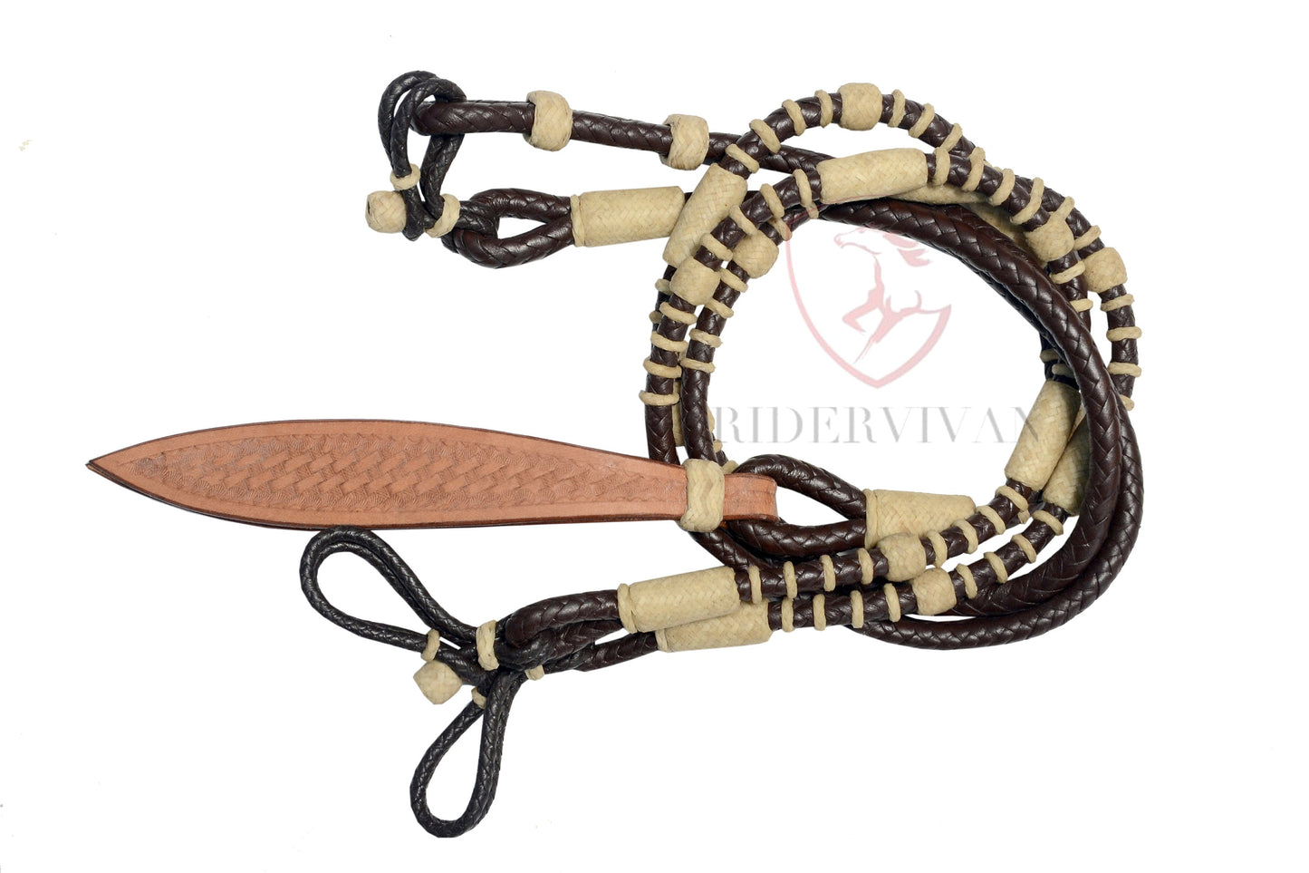 Hand-Braided Romal Reins, Romal Reins California Style, Romal Reins 10 Plaits, Romal Reins Regular 55" with rein connectors,