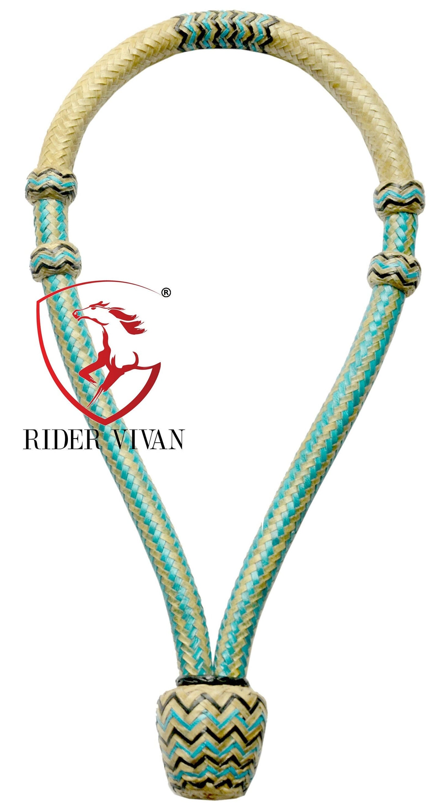 Hand-crafted Bosal, Horse Bosal Natural & Turquoise, 28 Plaits Rawhide Bosal, 5/8" Thickness High-Quality Bosal, Sale For Only Bosal