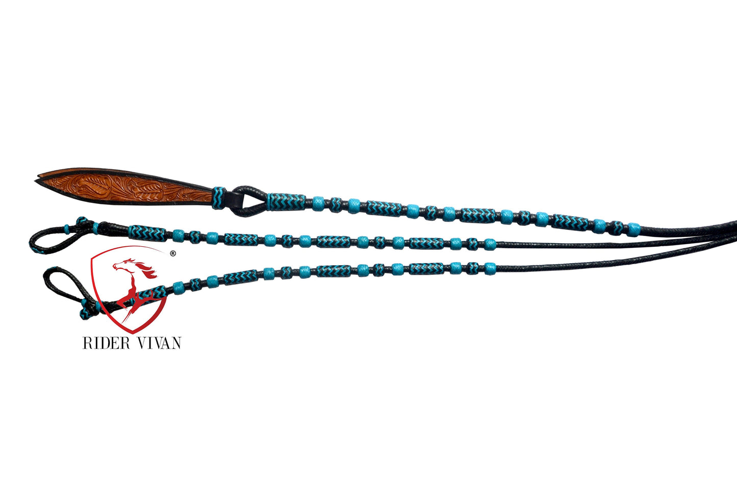 10 Plaits Soft Cow Leather Rommel Reins, Romal Reins Black Soft Leather, 55" Reins With Connectors, Specially Hand-Crafted Braided Reins.