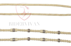 Horse Split Reins, Split Reins Natural Rawhide & Dark Brown Weaving, Split Reins With Horse Hair Tassels, Hand Braided Split Reins.
