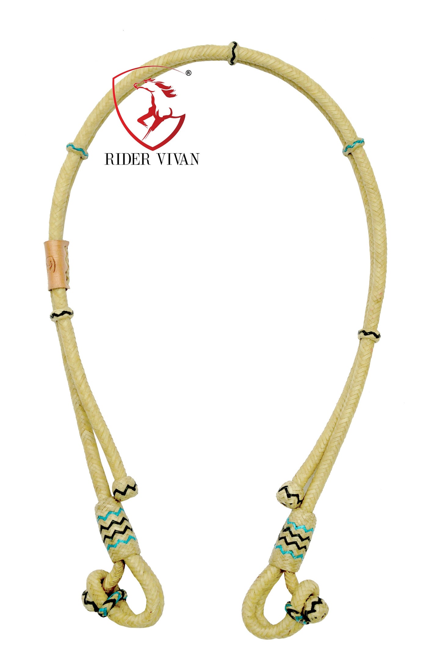 Handmade Bosal Set 40 Plaits, Bosal Set Natural Rawhide & Black/Turquoise Weaving With Hanger.