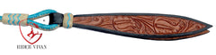20 Plaits Romal Reins, Romal Reins Natural and turquoise Rawhide, 55" With Reins Connectors, Specially Hand-Crafted Braided Reins.