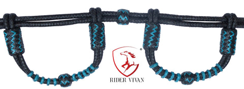 Hand-crafted Two-Ear Headstall, Black Rawhide Braided Headstall, Horse Headstall with Black Knot.