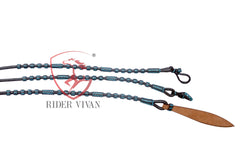 10 Plaits Soft Cow Leather Black Rommel Romal Reins, Romal Reins Regular 55" With Reins Connectors, Hand-Crafted Braided Quality Reins.