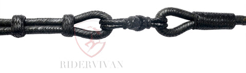 Romal Reins Black Soft Cow Leather, Romel 10 Plaits, Regular 55" Romal Reins, Specially Hand-Crafted Braided Reins
