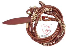 Hand Braided High-Quality Romal Reins, 20 Plaits Romal Reins, Romal Reins Cherry Red Cow Rawhide.