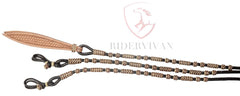 Romal Reins Dark Brown, 10 Plaits Romel Reins, 55" Romel Reins With Reins Connectors, Hand-Braided Romel Reins, Sale For Only Romal Reins.