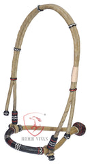 5/8" Western Bosal Set, 40 Plaits  Rawhide Natural & Black Knot Bosal Set, Bosal Set With Black Nylon Mecate Reins, High-Quality Bosal Set.