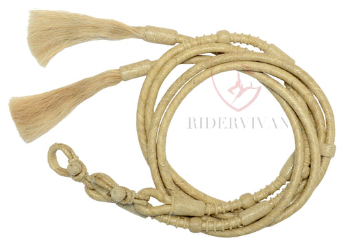 Hand-Braided Split Reins, 20 Plaits Split Reins Natural Cow Rawhide, Split Reins Mane Horse Tassels,