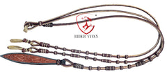 20 Plaits Romal Reins, Romal Reins Chestnut Cherry & Natural Rawhide, 55" Hand Braided Reins With Connectors, Sale For Only Romal Reins.