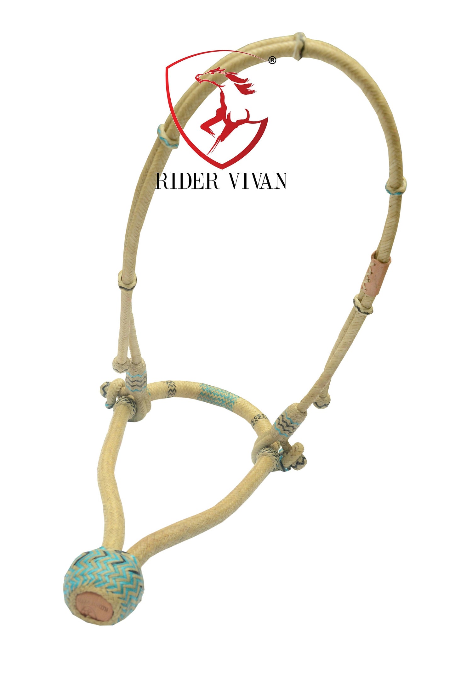 Handmade Bosal Set 40 Plaits, Bosal Set Natural Rawhide & Black/Turquoise Weaving With Hanger.
