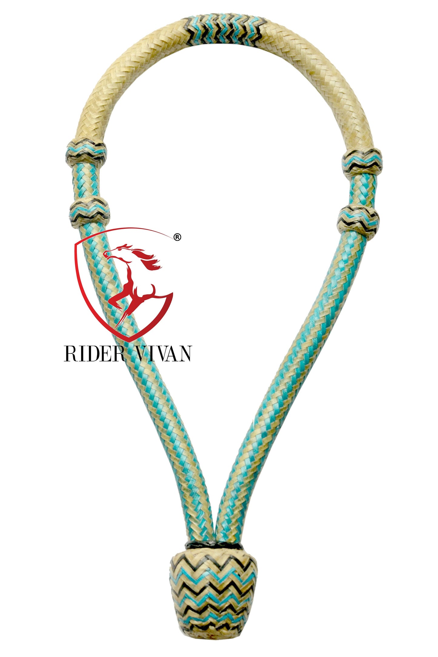 COMBO OFFER! Turquoise And Natural Designer Bosal & Natural Rawhide Romal Reins