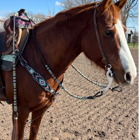 Romel Reins 10 plait Regular 55", Brown Soft Leather Romal Reins, Romel Romal Reins with reins connectors.