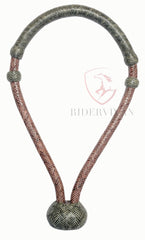 Horse Bosal Cherry & Black Cow Rawhide, 40 Plaits Bosal, Horse Hackmore 5/8" Thickness, High-Quality Handmade Bosal.