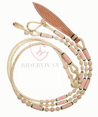 Romal Reins Natural Cow Rawhide, 20 Plaits Romel Reins, Romal Reins Regular 55" With Reins Connectors, Specially Hand-Crafted Braided Reins.