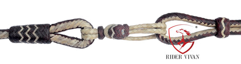 20 Plaits Romal Reins, Romal Reins Chestnut Cherry & Natural Rawhide, 55" Hand Braided Reins With Connectors, Sale For Only Romal Reins.