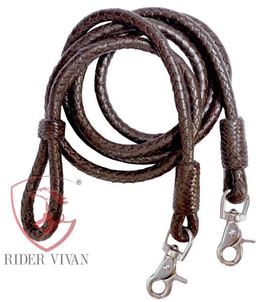 Hand Braided Roping Reins, Western Roping Rein, 8 Plites Dark Brown Roping Reins, Softy Braided Roping Reins, Roping Rein with Trigger Snap.