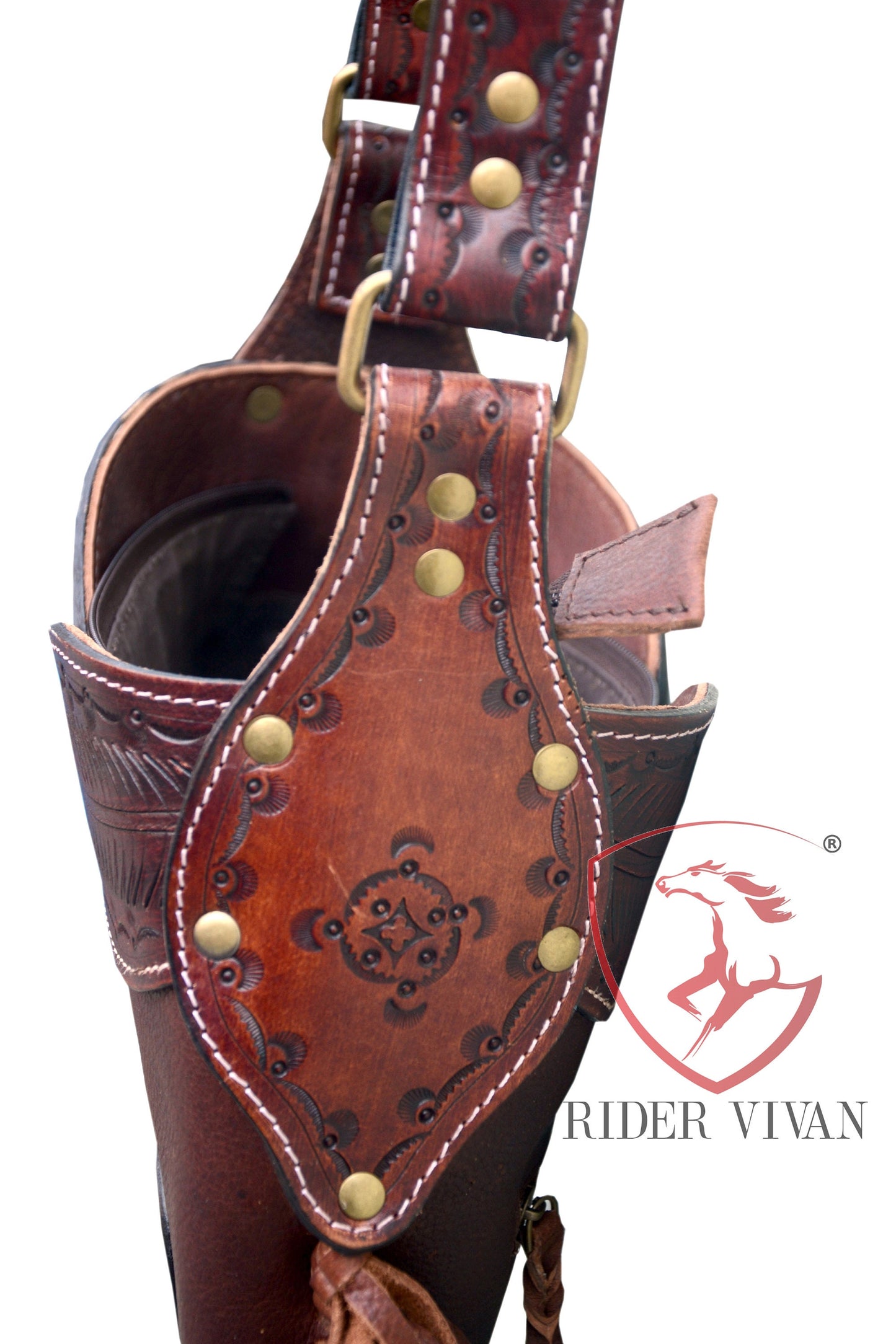 Cow Leather Fringe Bag, Crossbody Bag with Turquoise Stone, Country Western Cowgirl Gypsy Bag, Hand Tooled Leather, 11" x 13"