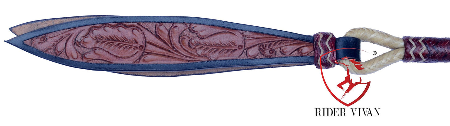 Romal Reins, Romal Reins Natural Rawhide, 55" With Reins Connectors, Specially Hand-Crafted Braided Reins.