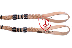 Handmade Bosal Set, 40 Plaits Rawhide Natural Bosal Set, Bosal Set Black Nylon Mecate Reins With Horse Hair Tassel.