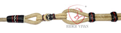 Romel Reins 20 plait With Rawhide Headstall, Regular 55" Rawhide Romal Reins, Natural & Black Rawhide Romal Reins With Headstall.