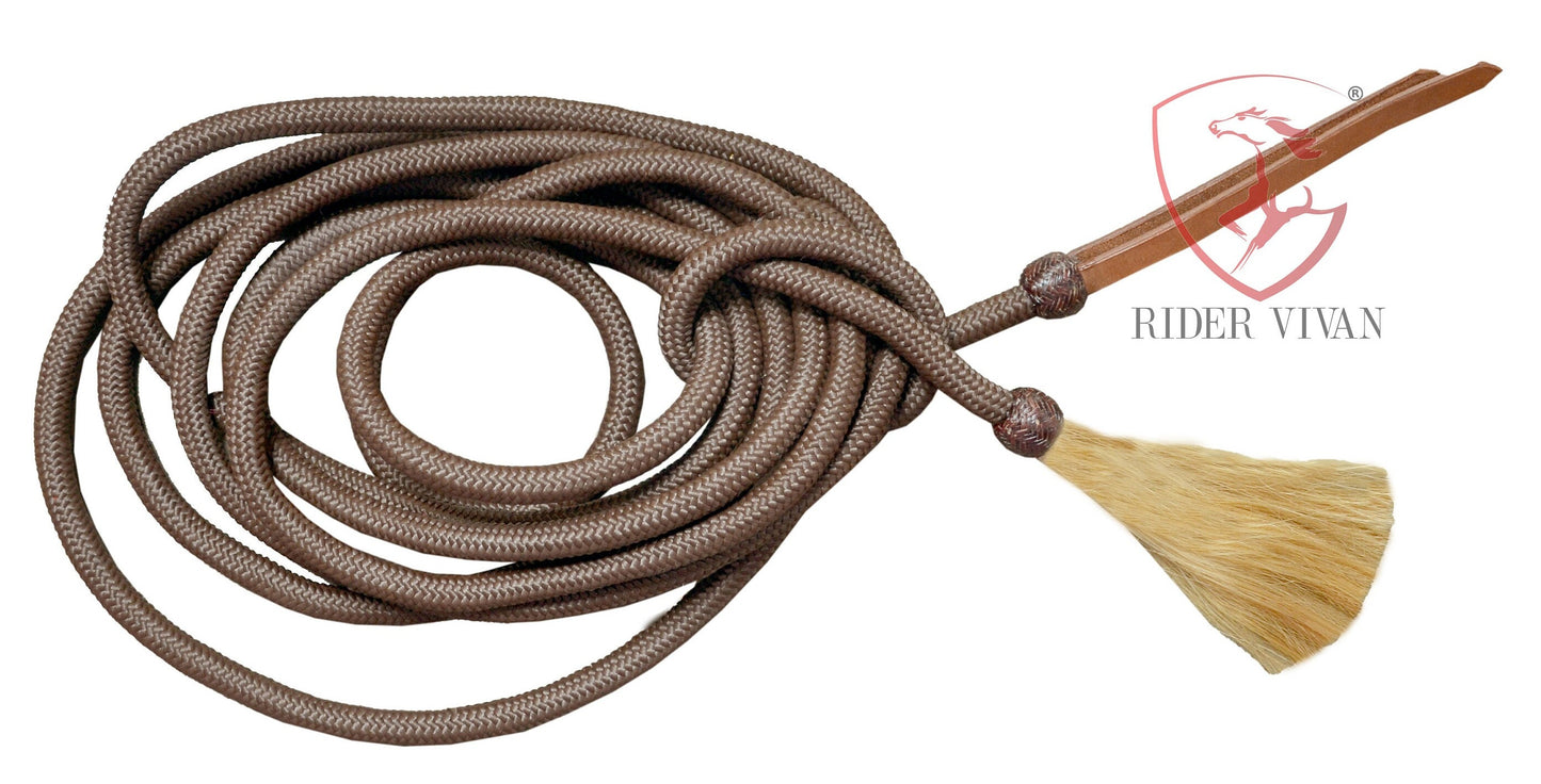 Handmade Bosal Set, Rawhide Bosal Set 40 Plaits, Bosal Set Natural & Dark Brown, Bosal Set Brown Nylon Mecate Reins.
