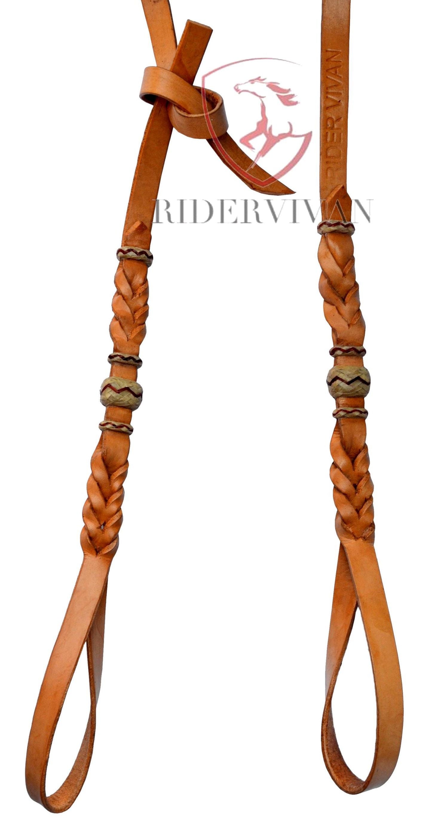 Beautiful Bosal Hanger single-ply 1/2" Latigo & Natural Leather Bosal Noseband Hanger - Self-tie ( Set of 2 )