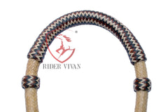 Handmade Bosal Set, 40 Plaits Rawhide Natural Bosal Set, Bosal Set Black Nylon Mecate Reins With Horse Hair Tassel.