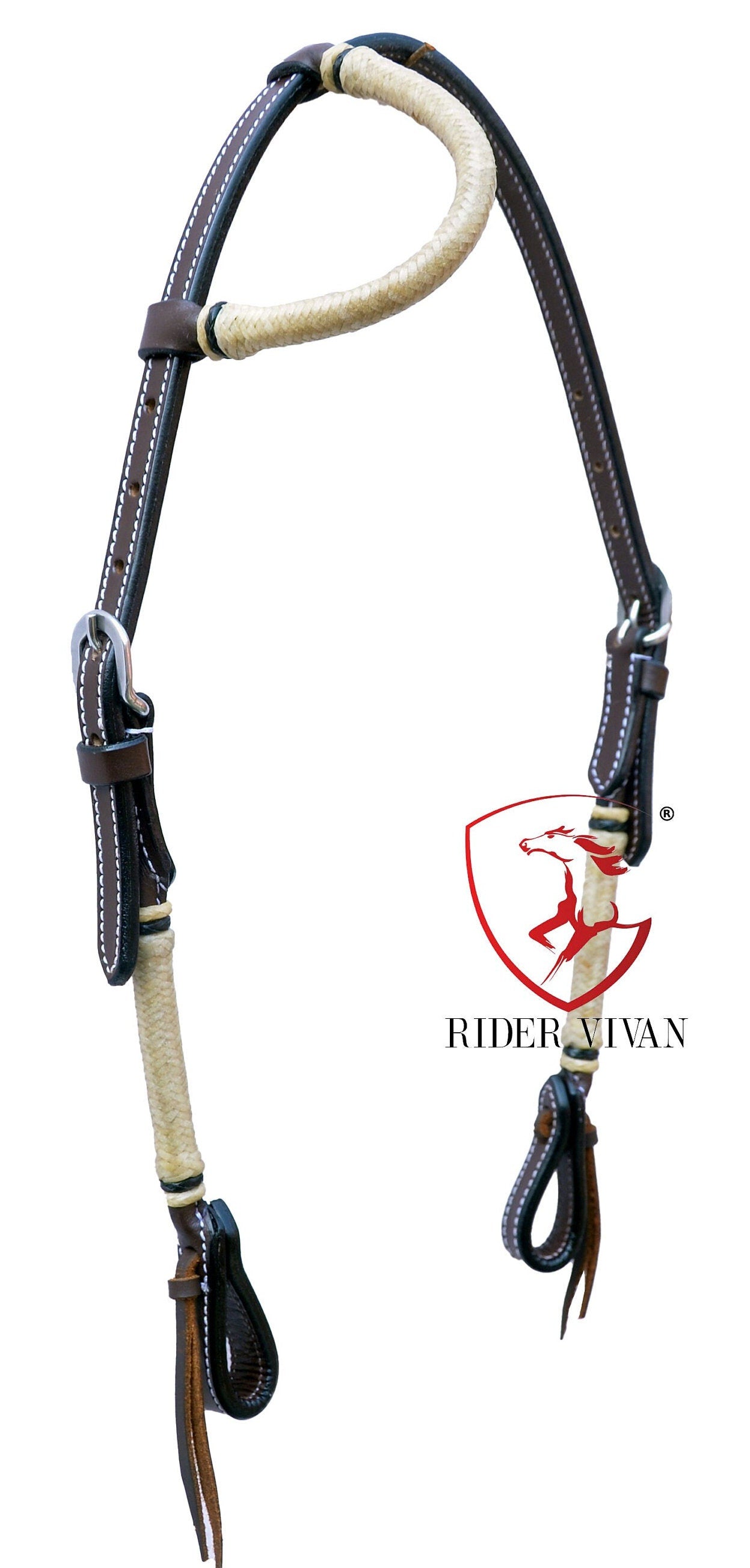 Hand-Braided Romal Reins With Headstall, Romal Reins With One Ear Headstall, Romal Reins 10 Plaits, Romal Reins 55" with rein connectors,