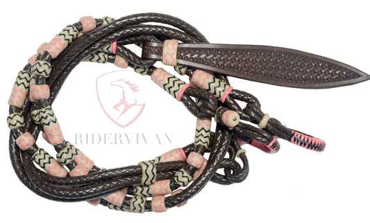 Romal Reins Dark Chocolate Brown, Rommel Romel Reins. 55" Romal Reins with rein connectors.