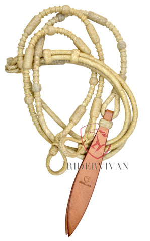 Romal Reins California Style, 16 plaits Rommel Reins, Full Natural Romal Reins, Reins 55" With Connectors, Hand-Braided Horse Romel Reins.