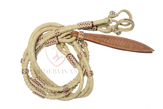 Specially Hand-Braided Reins, California Style 20 plaits Regular Romal Reins Natural 55" With Reins Connectors.