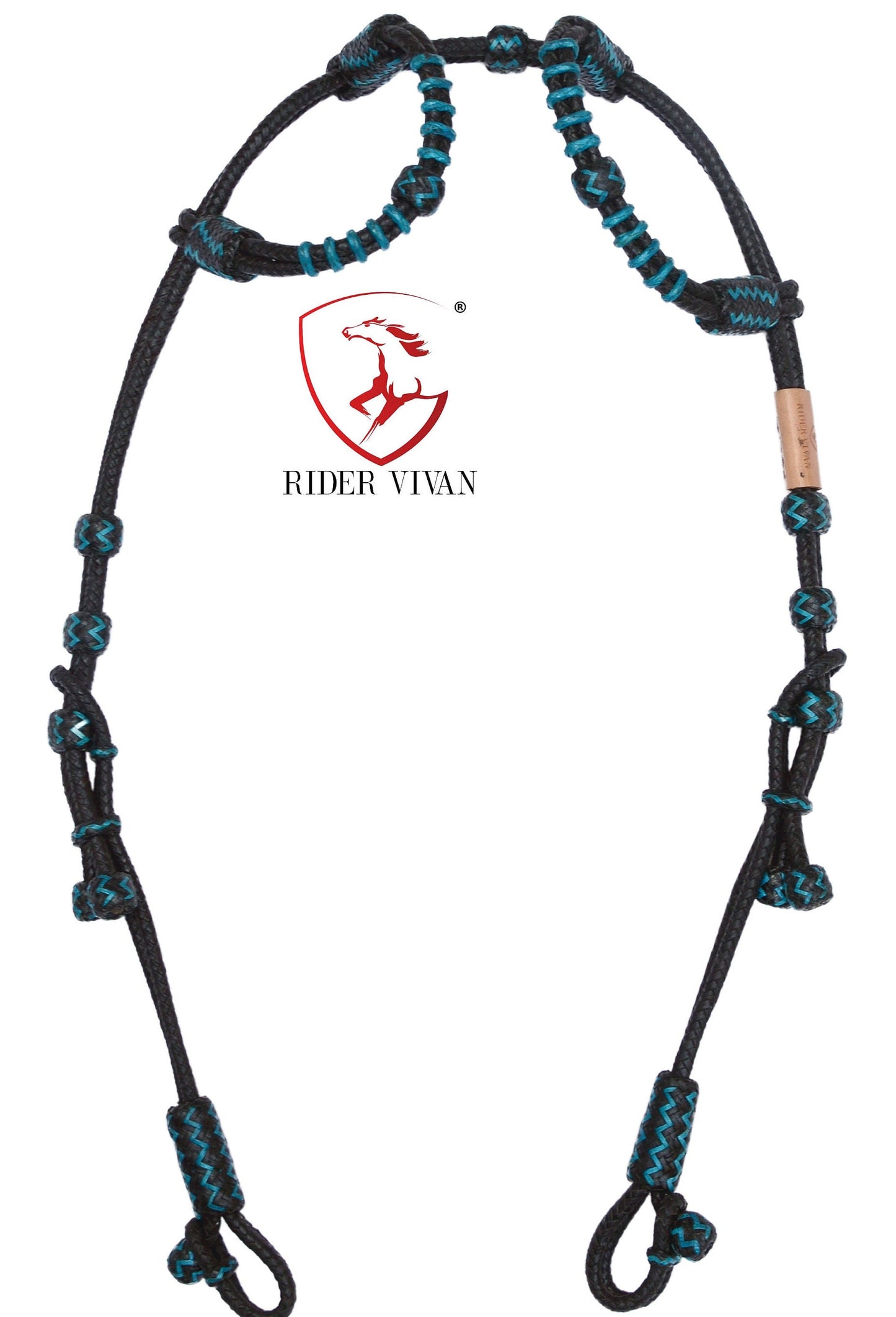 Black Rawhide Romal Reins With Two Ear Headstall, 20 Plaits Romel Reins, Romal Reins 55" With Two Ear Headstall, Hand-Braided Headstall.