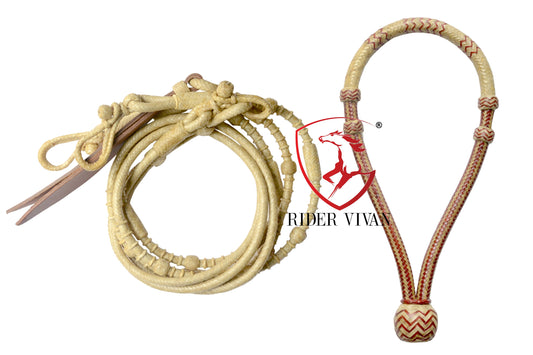 COMBO OFFER! Cherry And Natural Designer Bosal & Natural Rawhide Romal Reins