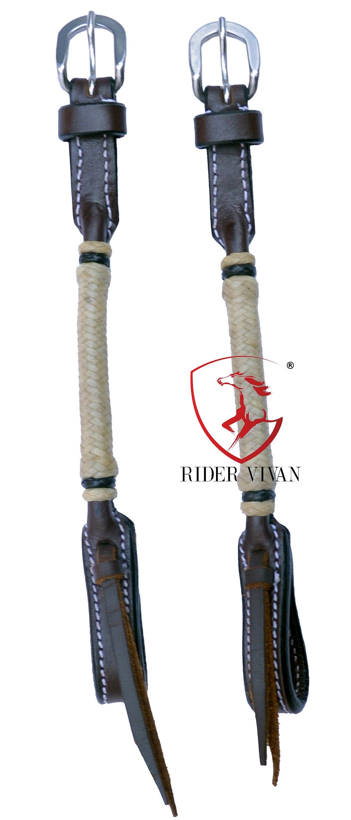 Hand-Braided Romal Reins With Headstall, Romal Reins With One Ear Headstall, Romal Reins 10 Plaits, Romal Reins 55" with rein connectors,