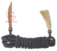 5/8" Western Bosal Set, 40 Plaits  Rawhide Natural & Black Knot Bosal Set, Bosal Set With Black Nylon Mecate Reins, High-Quality Bosal Set.
