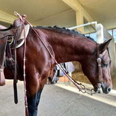 Hand Braided High-Quality Romal Reins, 20 Plaits Romal Reins, Romal Reins Cherry Red Cow Rawhide.