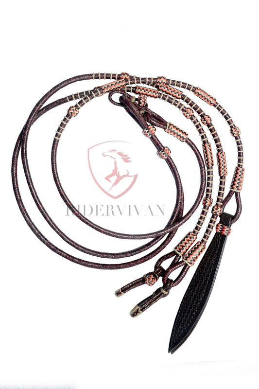 Romal Reins California Style, Romal Reins Dark Cherry, 20 plaits Romal Reins, Romal Reins Regular 55" With Reins Connectors.