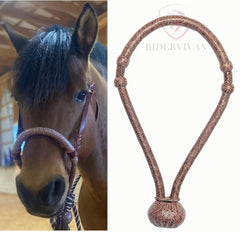 Horse Bosal Chestnut Cherry Cow Rawhide, 40 Plaits Bosal, 5/8" Thickness High-Quality Handmade Bosal, Bitless Hackamore, Sale For Only Bosal