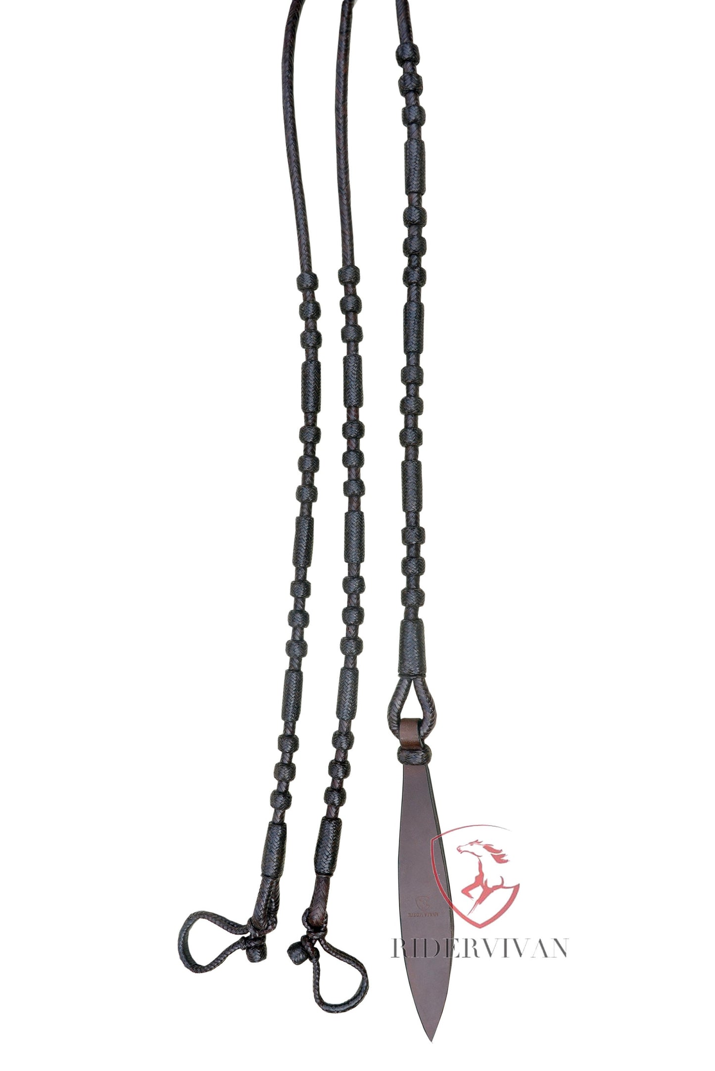 20 Plaits Romal Reins, Hand Braided High-Quality Romal Reins, Romal Reins Dark Brown Cow Rawhide.