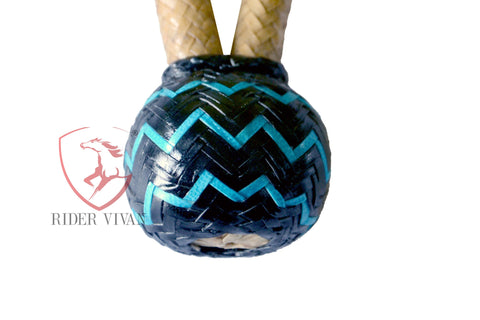 Hand-crafted Bosal, Horse Bosal Natural & Turquoise, 24 Plaits Rawhide Bosal, Bitless bosal