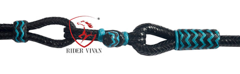 10 Plaits Soft Cow Leather Rommel Reins, Romal Reins Black Soft Leather, 55" Reins With Connectors, Specially Hand-Crafted Braided Reins.