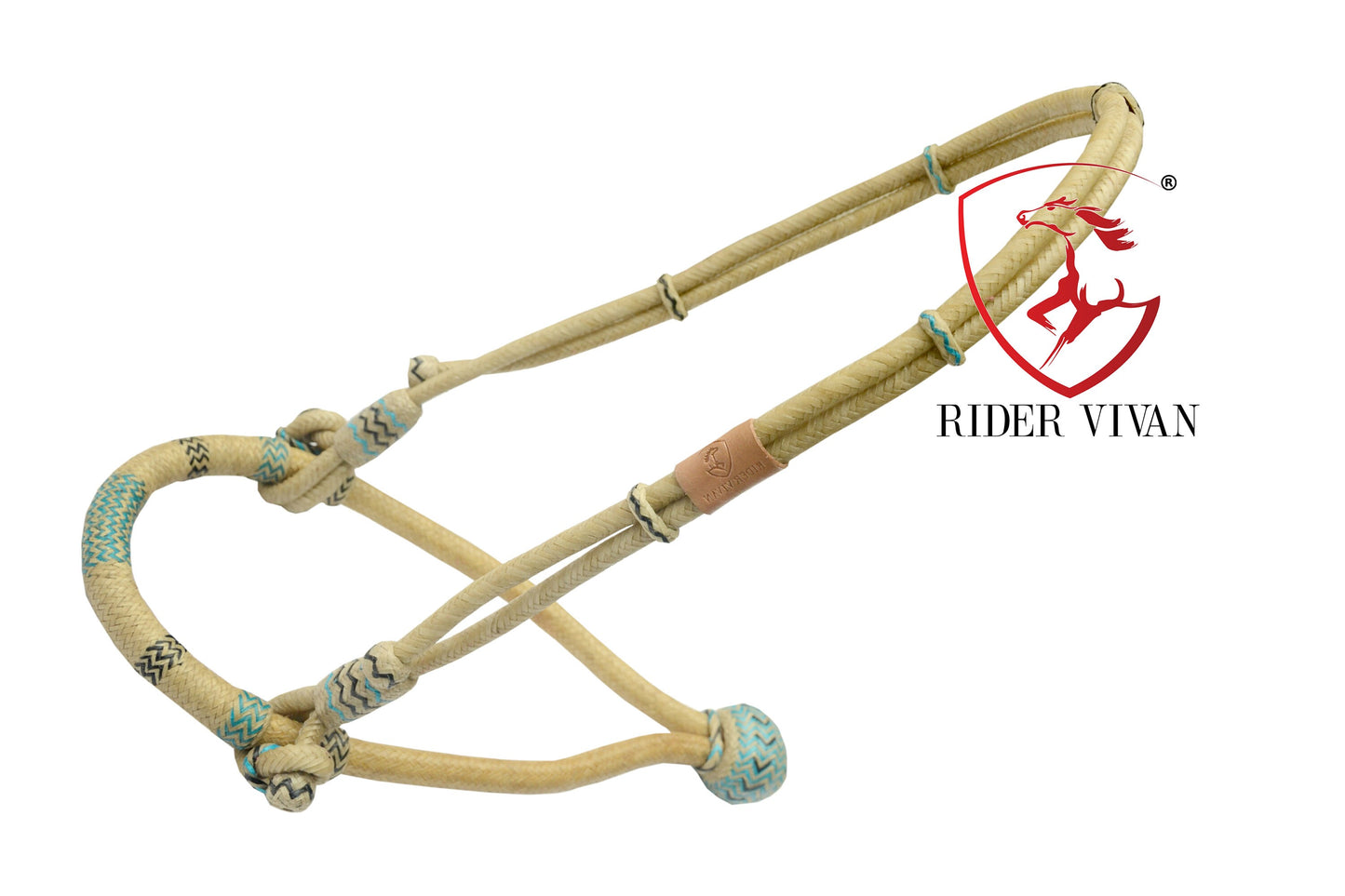 Handmade Bosal Set 40 Plaits, Bosal Set Natural Rawhide & Black/Turquoise Weaving With Hanger.