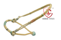 Handmade Bosal Set 40 Plaits, Bosal Set Natural Rawhide & Black/Turquoise Weaving With Hanger.