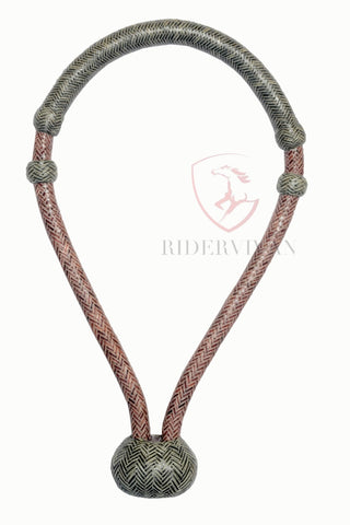 Horse Bosal Cherry & Black Cow Rawhide, 40 Plaits Bosal, Horse Hackmore 5/8" Thickness, High-Quality Handmade Bosal.