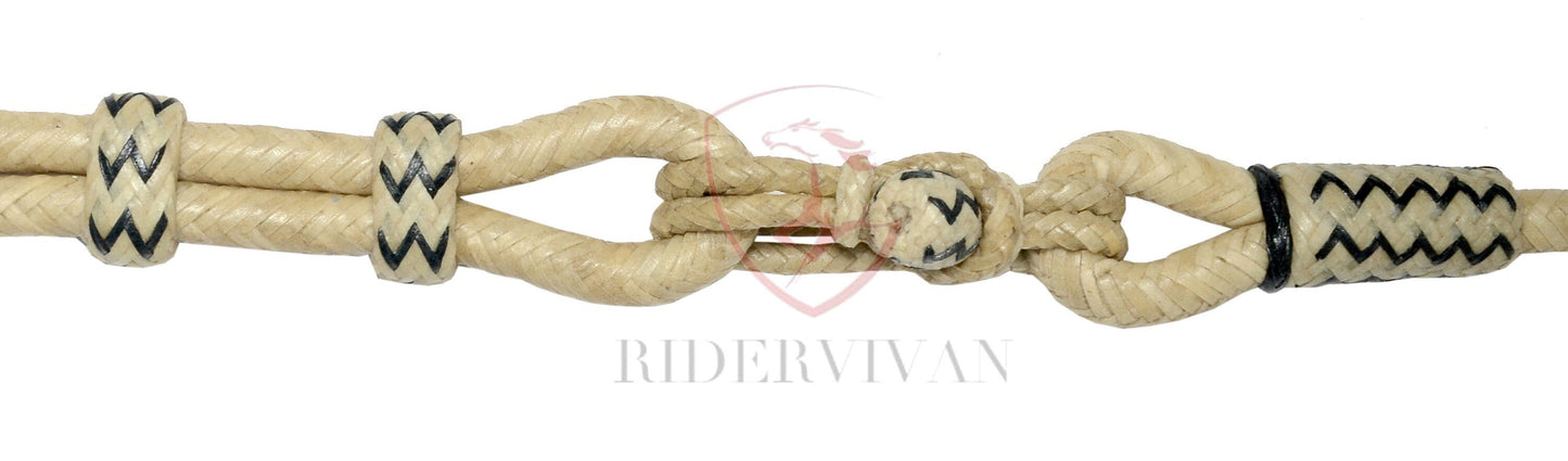 Hand-Braided Romel Reins, 20 plaits Romal Reins, 55" Natural Romal Reins With Reins Connectors.