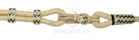 Hand-Braided Romel Reins, 20 plaits Romal Reins, 55" Natural Romal Reins With Reins Connectors.