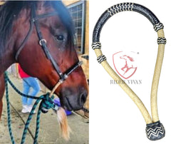 Hand-crafted Horse Bosal, Horse Bosal Natural & Black Rawhide, 24 Plaits Bosal, Western Horse Bosal.